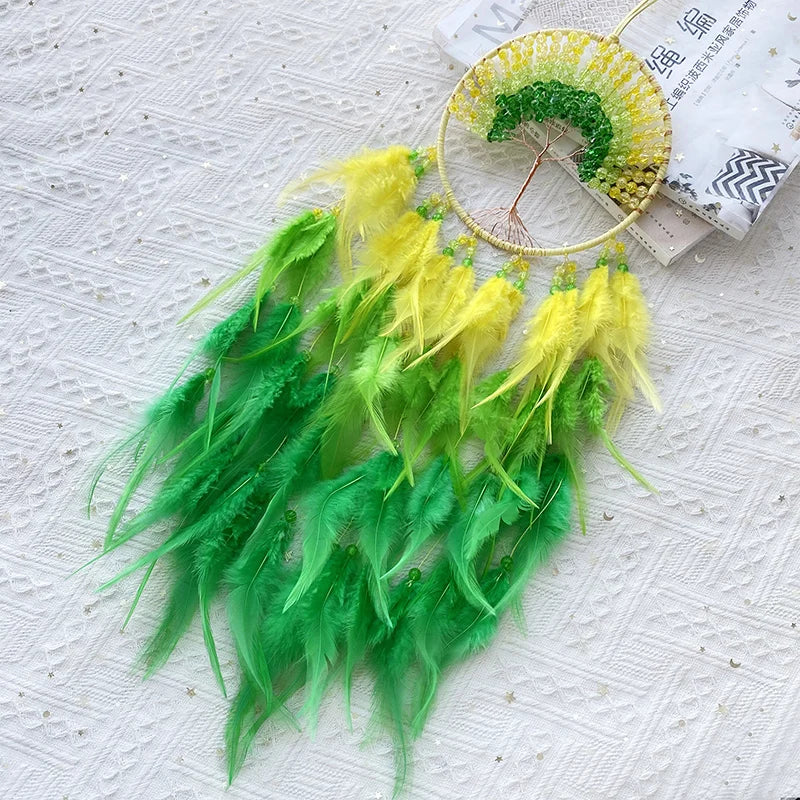 Hemasa  Hand-woven Crystal Wind Chime Hanging  Dream Catcher  For Living Room Bedroom Creative Festival Holiday Gifts Home Decor