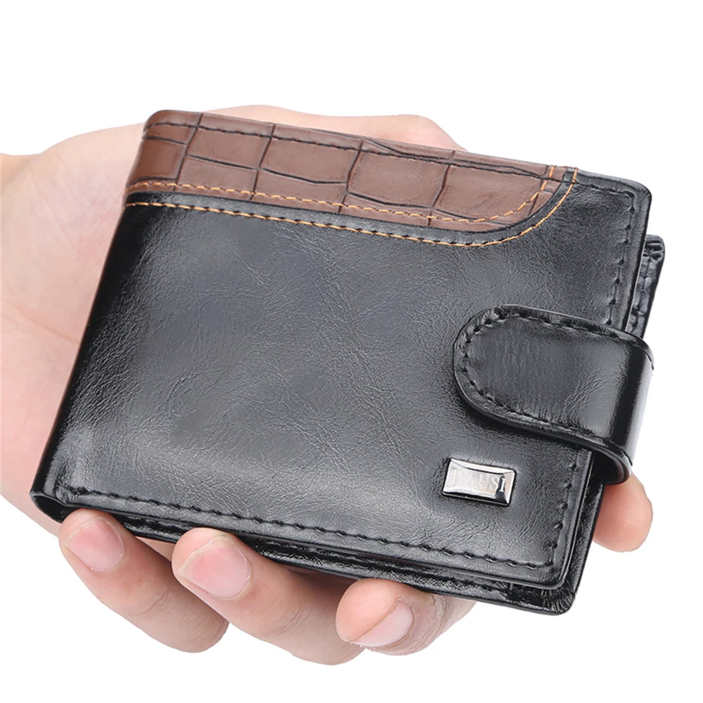 2024 New Patchwork Leather Men Wallets Short Male Purse With Coin Pocket Card Holder Brand Trifold Wallet Men Clutch Money Bag