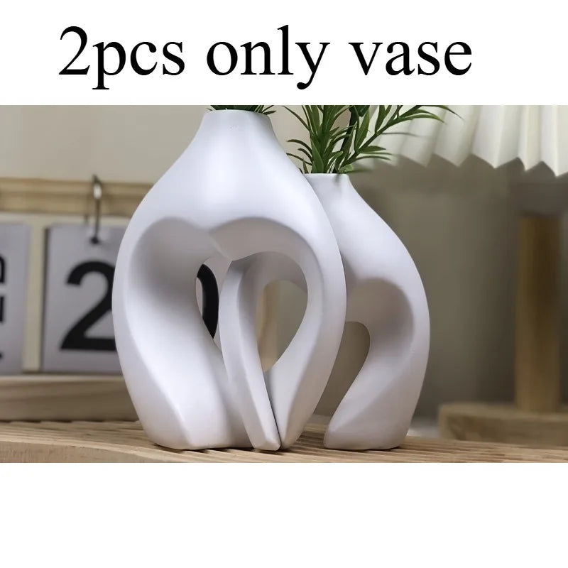 2pcs Heart-shaped Vase Set Resin Vases Ideal Choice for Desktop Decoration Suitable for Home Decoration