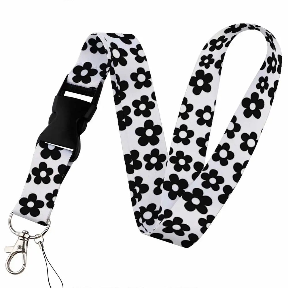 Tejesa Beautiful flower Lanyard Keys Chain Badge Holder ID Credit Card Pass Hang Rope Lariat Mobile Phone Charm Accessories Gifts