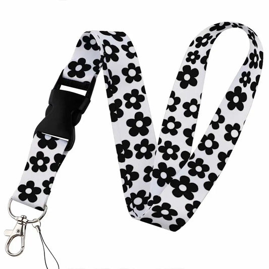 Tejesa Beautiful flower Lanyard Keys Chain Badge Holder ID Credit Card Pass Hang Rope Lariat Mobile Phone Charm Accessories Gifts