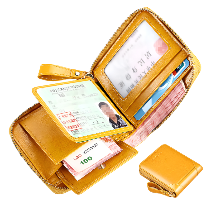 Hemasa Fashion Genuine Leather Women Wallet Short Zipper Credit Card Holder Driving License Card Wallet Brand Luxury Wallets for Women