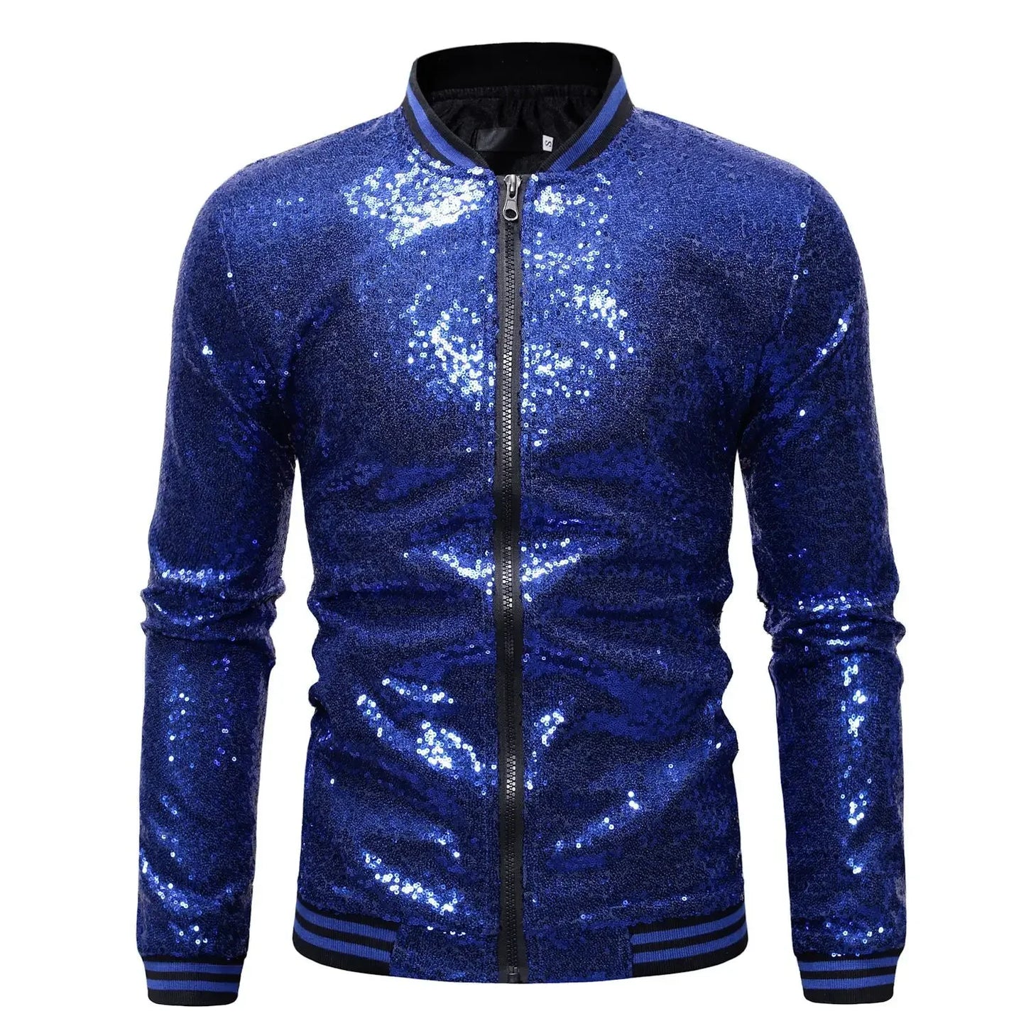 Hemasa  Winter  Sequin Jacket for Men, Stand Up Collar Contrasting Mens Jackets(Eur Size)