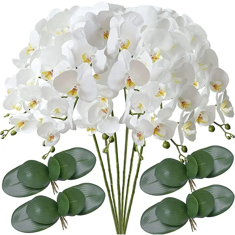 32" Artificial Butterfly Orchid Fake Phalaenopsis Flowers 6 Pcs Artificial Orchid Stem Plants for Wedding Home Decoration