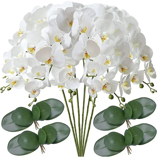 32" Artificial Butterfly Orchid Fake Phalaenopsis Flowers 6 Pcs Artificial Orchid Stem Plants for Wedding Home Decoration