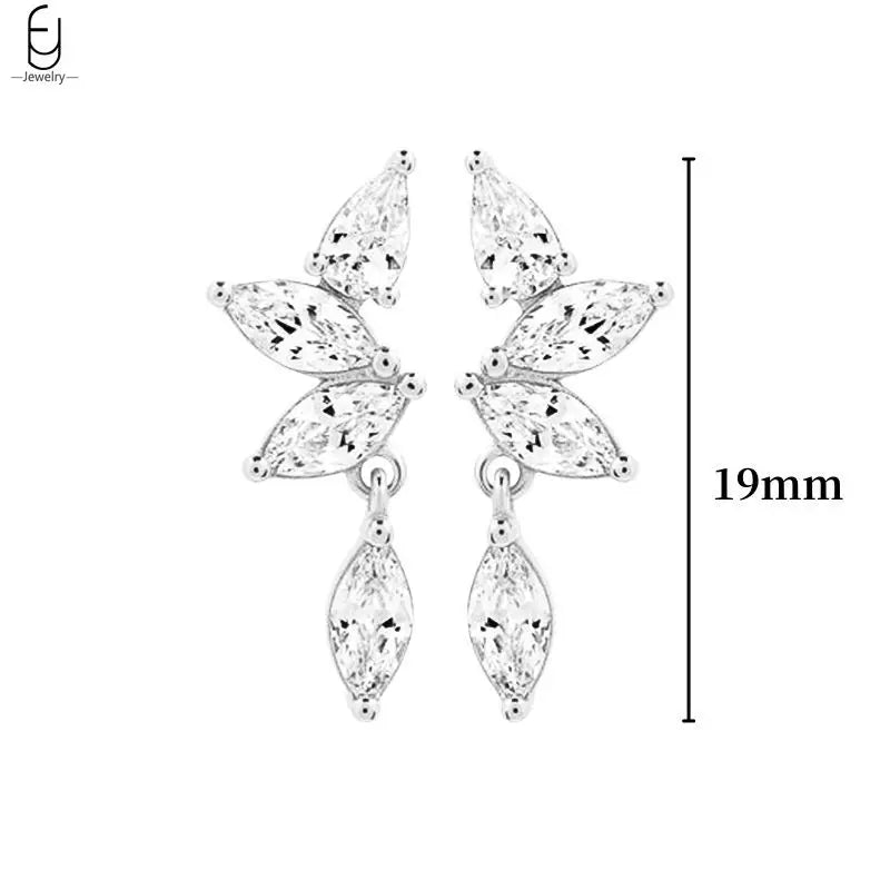 Hemasa 925 Sterling Silver Ear Buckles Fashion Hoop Earrings /White Crystal Luxury Women's Earrings Wedding Women's Jewelry Premium Gift