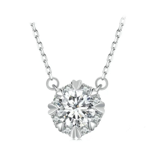 Tejesa 1.0 Carat Real Round Moissanite Pendant Necklace For Women/ 925 Sterling Silver Wedding Engagement Fine Jewelry Gift
