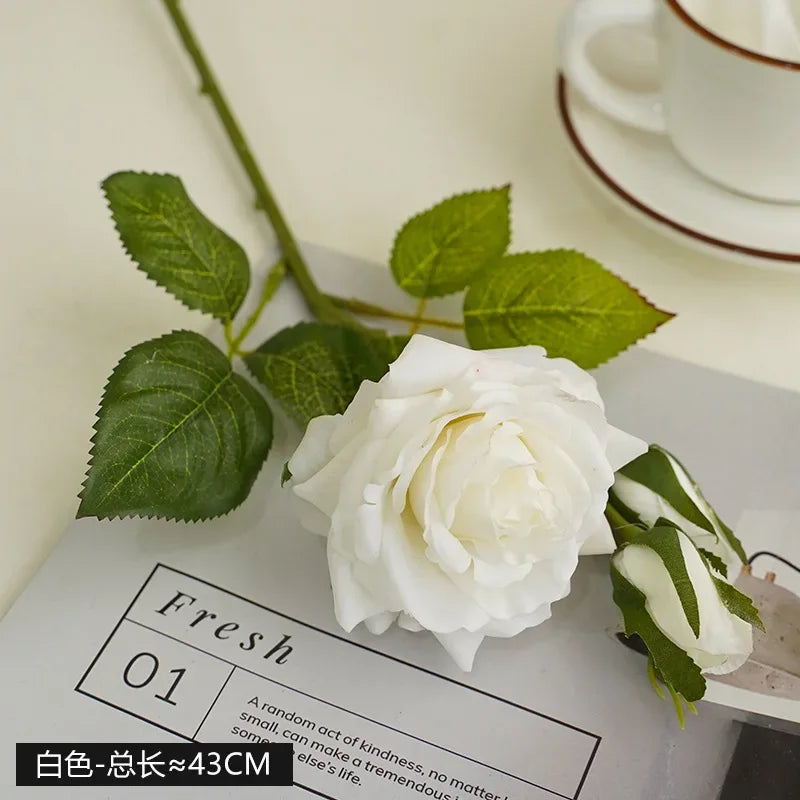 10Pcs High-end Moisturizing Rose Artificial Flowers Luxury Home Decoration Fake Roses Bridal Bouquet Wedding Party Decor Florals