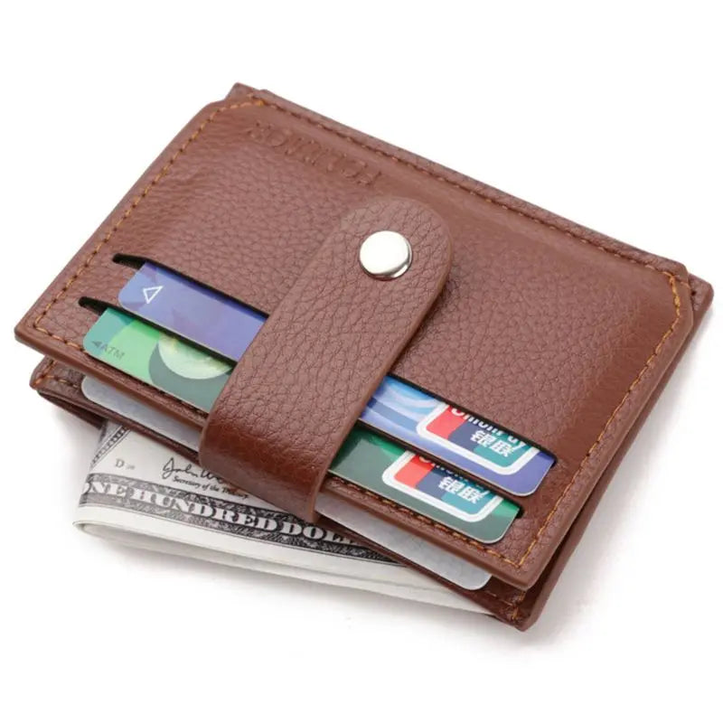 Fashion Leather Men Slim Money Case Credit Card Holder Coin Pocket