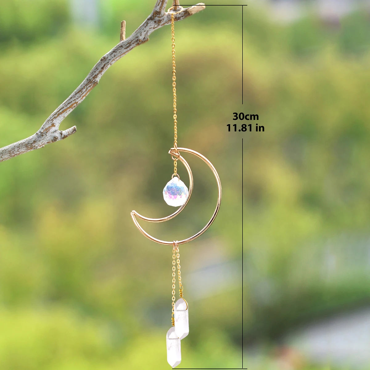 Hemasa Moon Suncatcher Car Crystal Pendant Hanging Prism Clear Quartz Reiki Healing Crystal Sun Catcher Ornament Home and Garden Decor