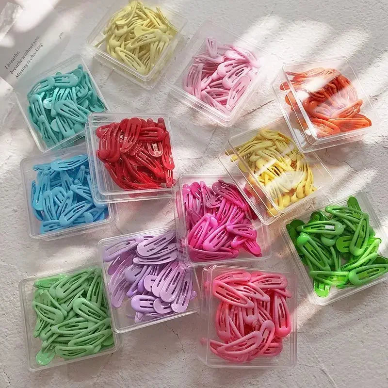 10/40pcs Sweet Waterdrop Snap Hair Clips Women Girls Cute Candy Color Metal BB Hairpins Barrettes Bobby Headwear Slid Pins