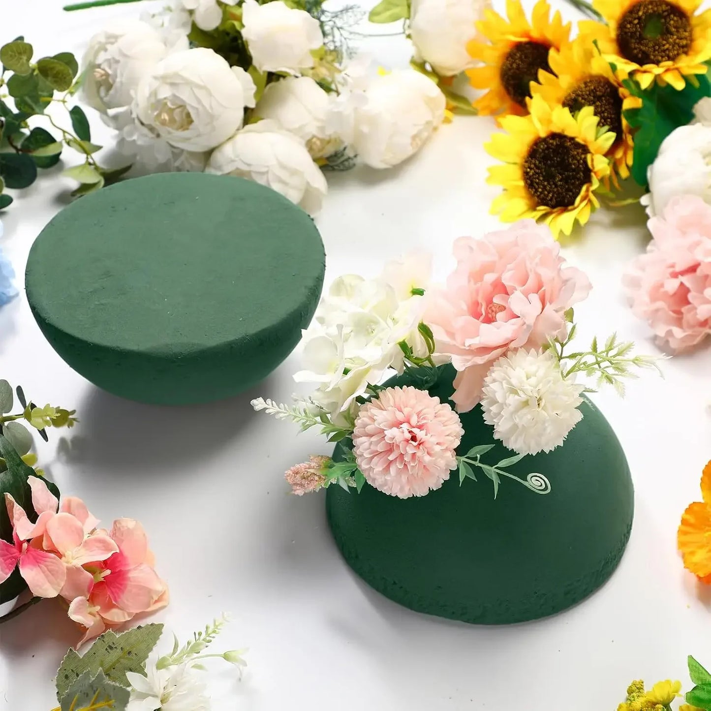 1-10pcs Green Floral Foam Half Ball Green DIY Dry Artificial Flower Foam Block for Arrangement Birthday Wedding Decoration