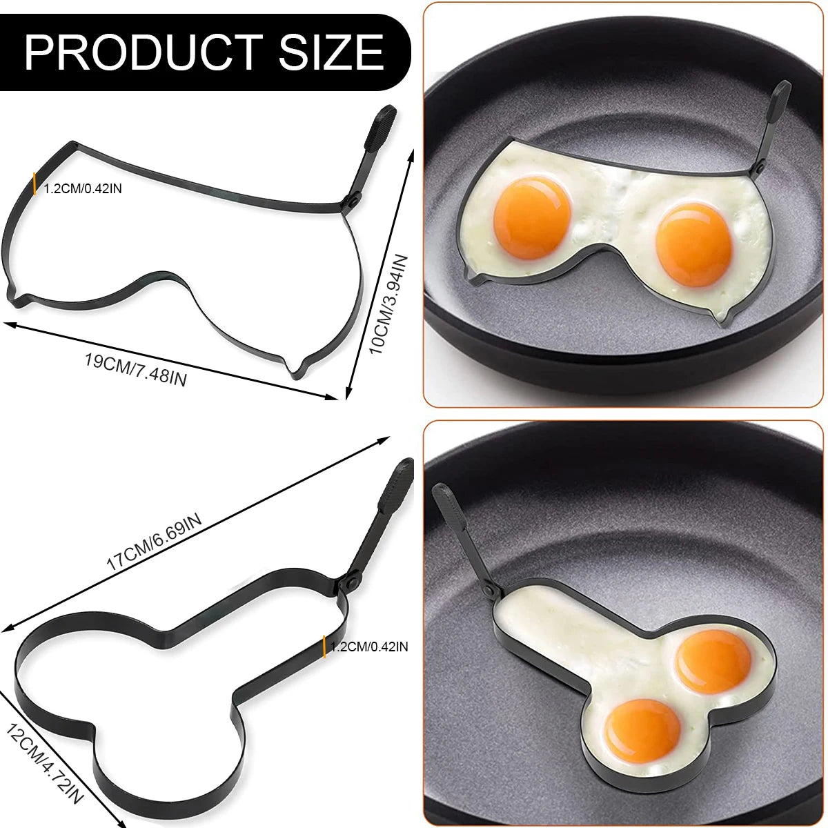Tejesa 4/1pc Egg Fryer Mold Egg Ring Cooker Pancake Mold for Frying Egg Cookies Cake Pastry Donut Bake Mold Non-Stick Egg Forming Mold