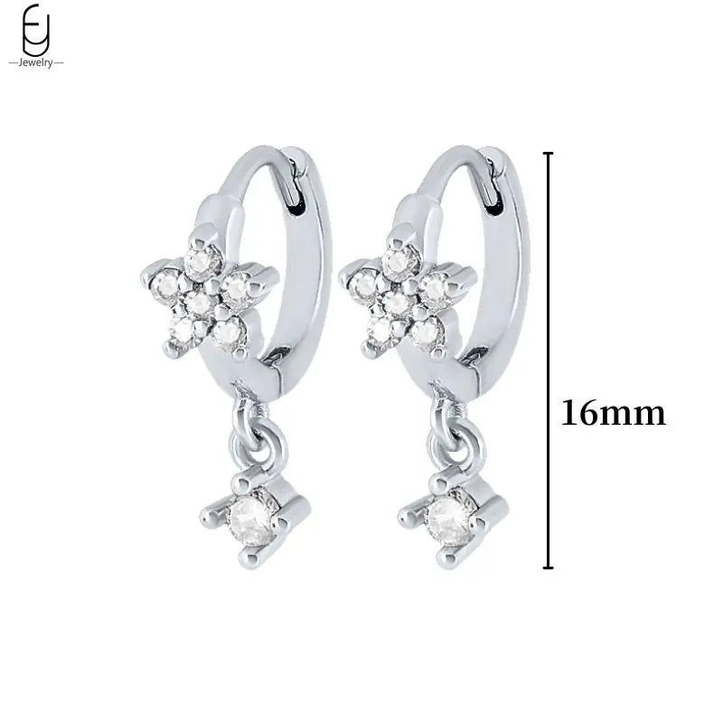 Hemasa 925 Sterling Silver Ear Buckles Fashion Hoop Earrings /White Crystal Luxury Women's Earrings Wedding Women's Jewelry Premium Gift