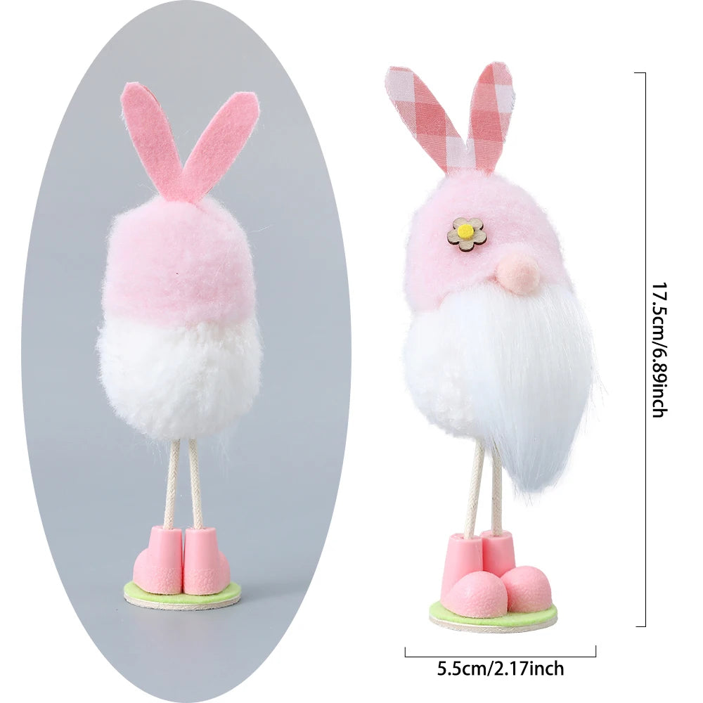 Easter Self-Standing Bunny Gnome Decoration Plush Spring Gnomes Handmade Rabbit Gifts Elf Faceless Doll Holiday Home Decoration