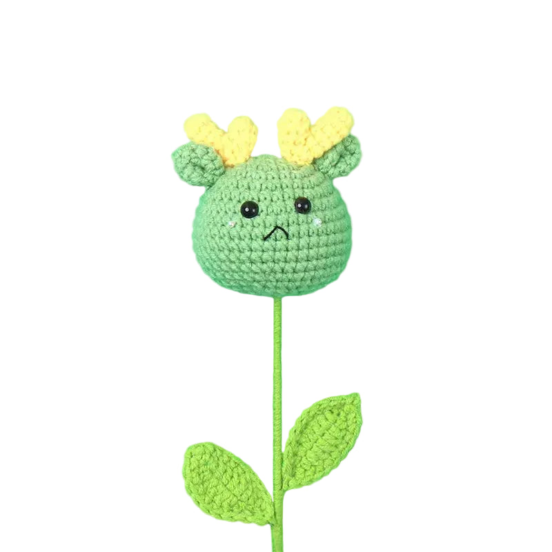 Hemasa 3Pcs Animal Crochet Bouquet Cute Cartoon Hand-knitted Artificial Flowers
