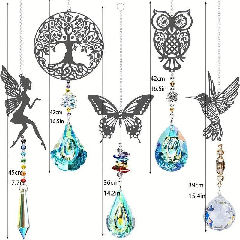 Crystal Sun Catcher Prisms Hanging Rainbow Chaser Window Wind Chime Tree of Life Home Decoration Car Art Hanging Pendant Nordic