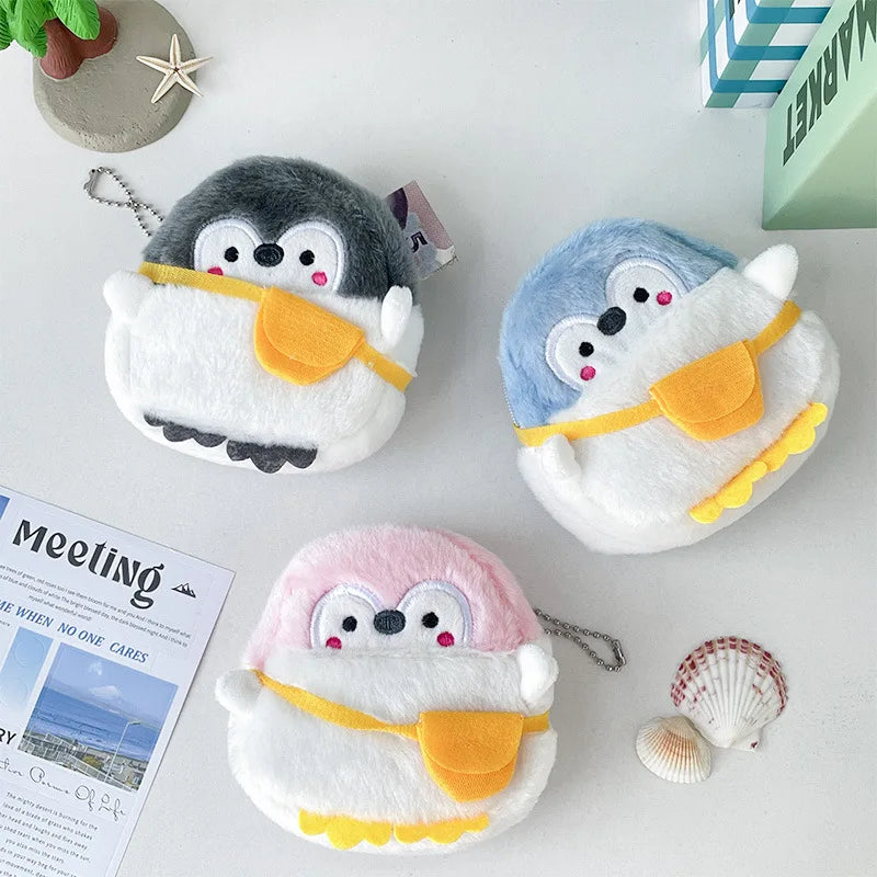 1PC Small Headphone Mini Wallet Money Bag Kids Gift Cute Animal Plush Coin Purse Zipper Change Purse with Keychain Pendant Bag
