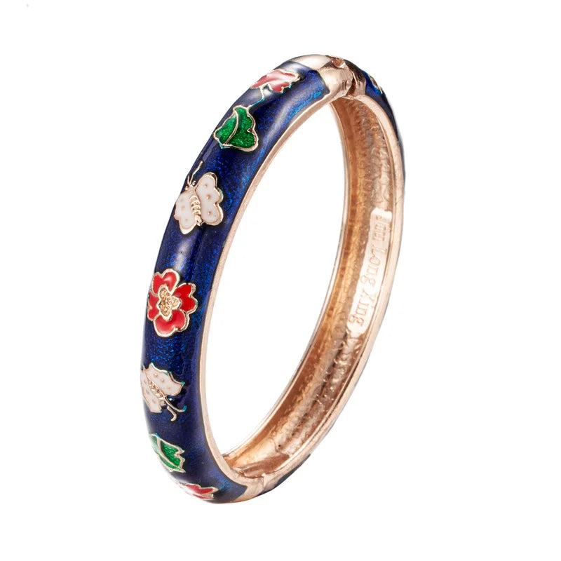Cloisonne Bangles For Women Bracelets On Hand Lady Girls Solid Enamel Bangle Cute Women's Bracelet Jewelry Gift Butterfly Design