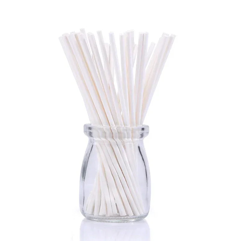 Tejesa 100pcs Paper Lollipop Sucker Sticks for Cake Pops Candy Popcake Stick 6-Inch by 5/32-Inch 150*3.5mm