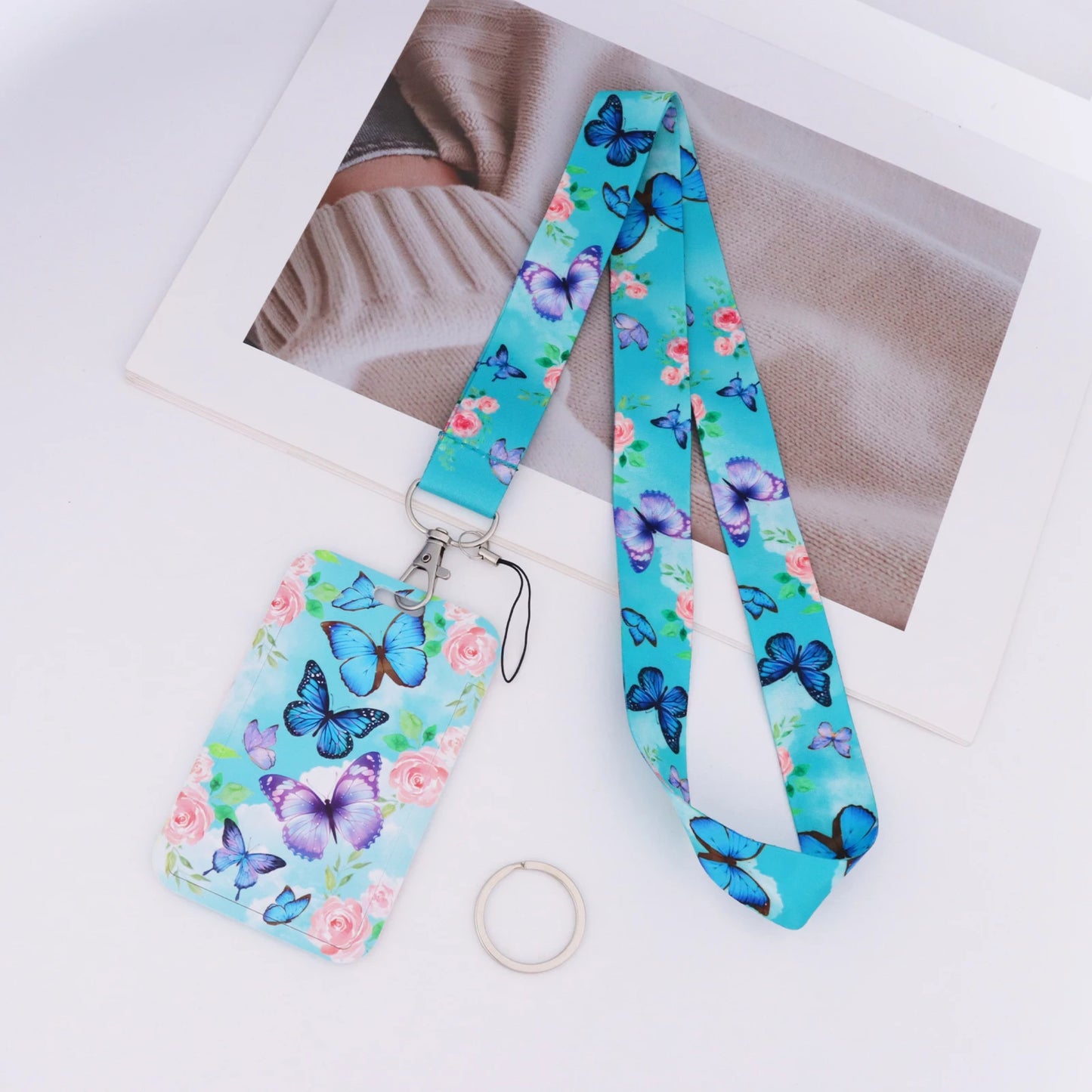 Tejesa Butterfly Teacher Lanyard with Id Holder  /Neck Strap for Keys/ Keychain Cell Phone Strap