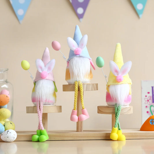 3pcs/set Easter Fairy Plush Elf Eggs Hanging Ornaments Spring Sitting Pixie Doll Home Fairy Theme Party Decor Kids Gifts 2024