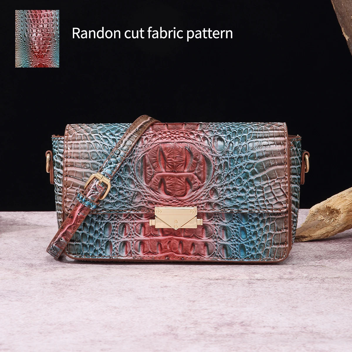 Colorful crocodile pattern classic lock buckle autumn and winter new product crossbody shoulder bag small square bag