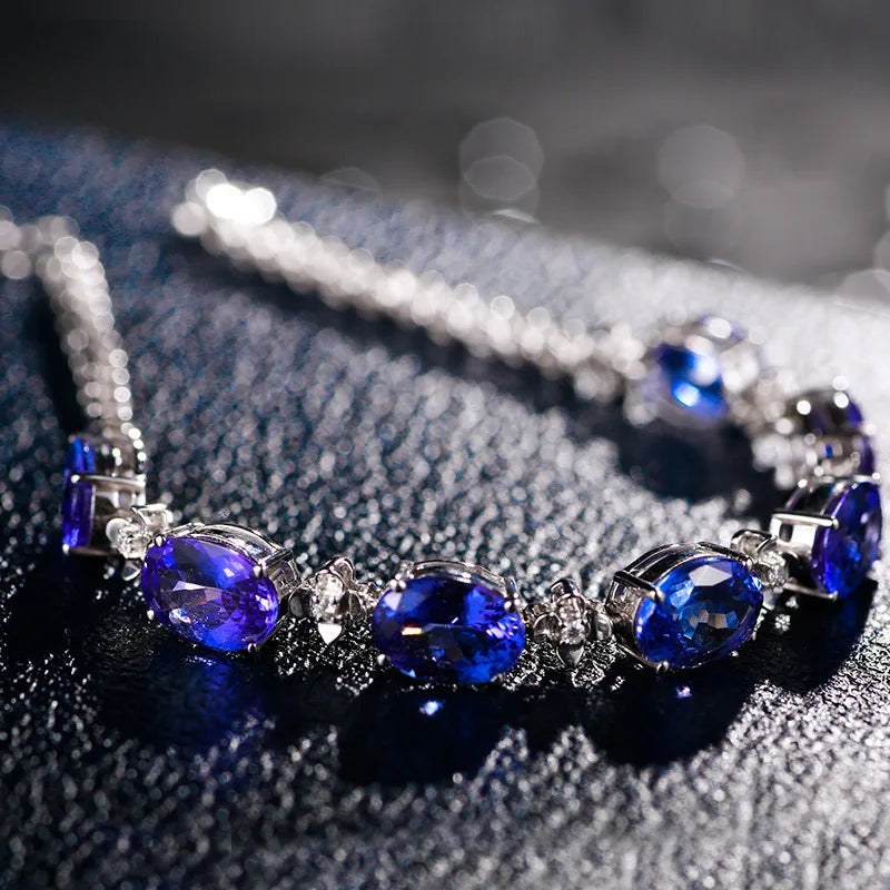 Hemasa  925 Sterling Silver Bracelet Sapphire Silver Bracelet For Women