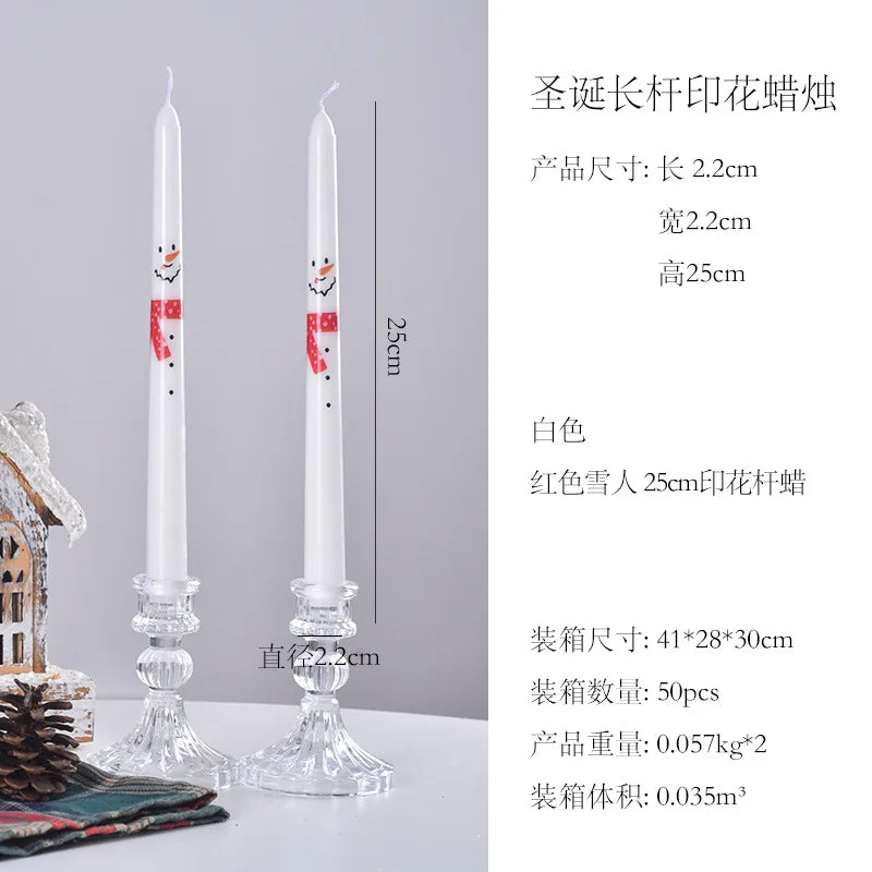 7.5'' Long Wedding Candles French Hand-Printed Pole Candle Long Taper Dinner Candles for Minimalist Home Decorative Candles