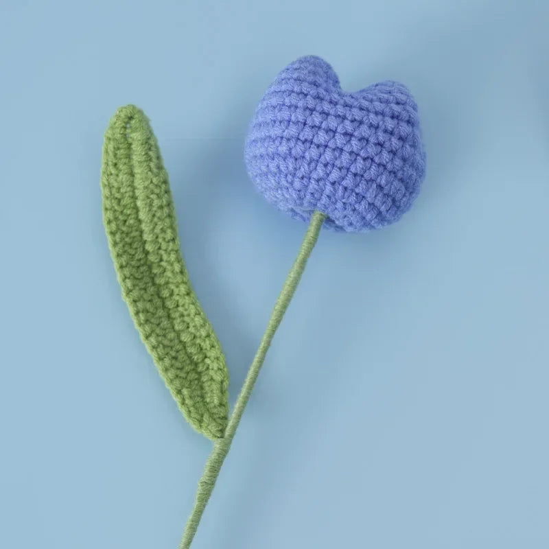 Hemasa 3Pcs  Cute Knitted Tulip Flower Creative Crochet Tulip Artificial Bouquets Graduation Flower Bouquet Wedding Friends Gift