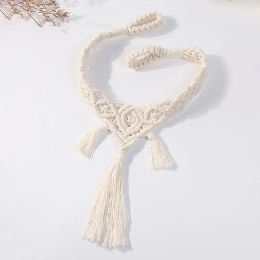 Curtain Tieback Braided Bohemian Style Cotton Hand-Woven Rope Tie Backs Decorative Holdback for Home Beaded Widely Use Room Deco