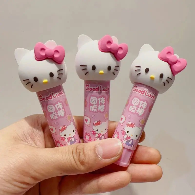 Hemasa 16pcs Sanrio Solid Glue Kawaii Hello Kitty Kuromi Student Stationery Kids Anime School Supplies Wholesale Glue Stick Kids Gift