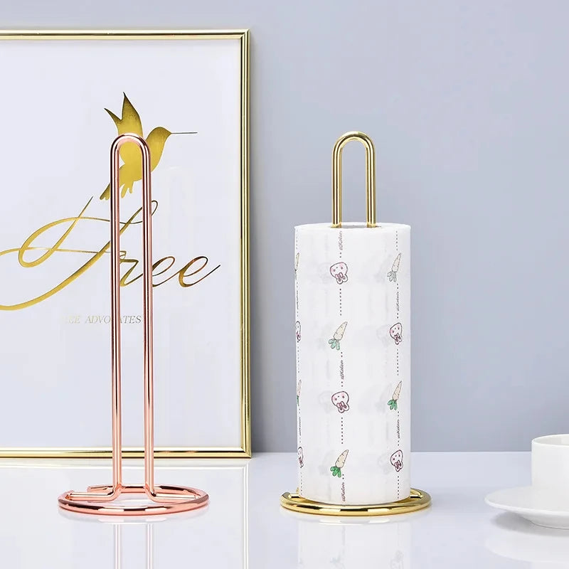 Hemasa Stainless Steel Kitchen Roll Paper Towel Holder Bathroom Tissue Stand Dining Table Vertical Napkins Rack Kitchen Storage Shelf