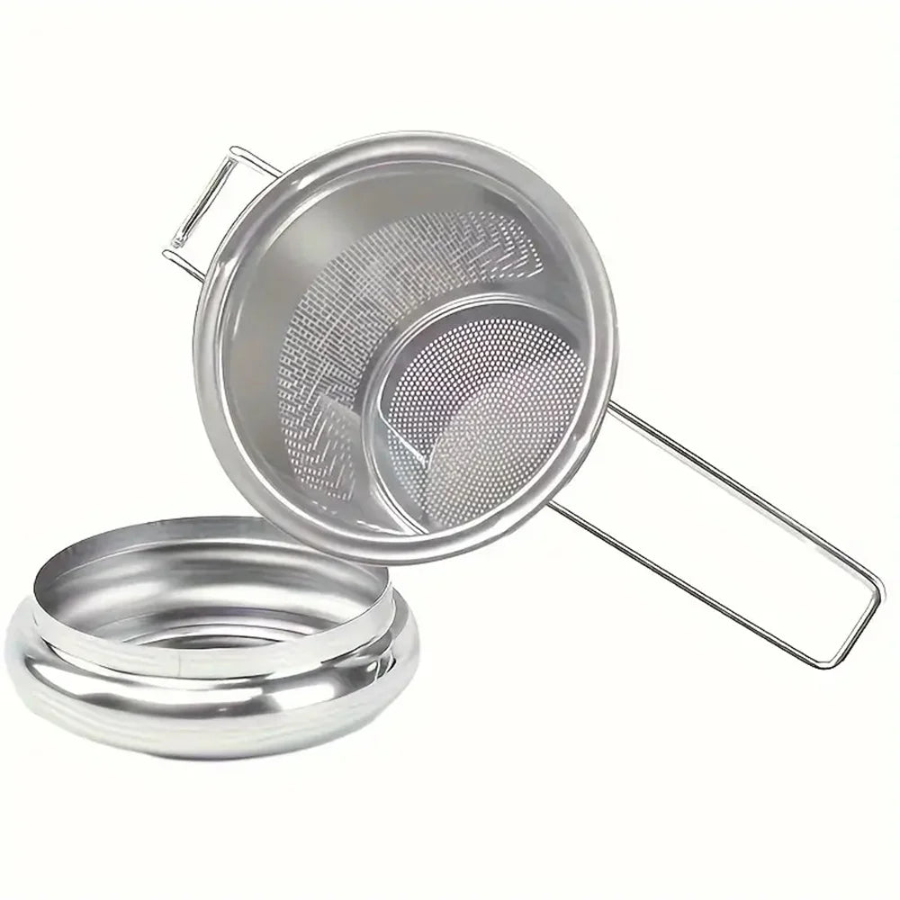 Hemasa 1pc Premium Stainless Steel Tea Filter Extended Folding Handle, Loose Tea Drainer with Lid,Anti-Scald Multi-Purpose Tea Strainer