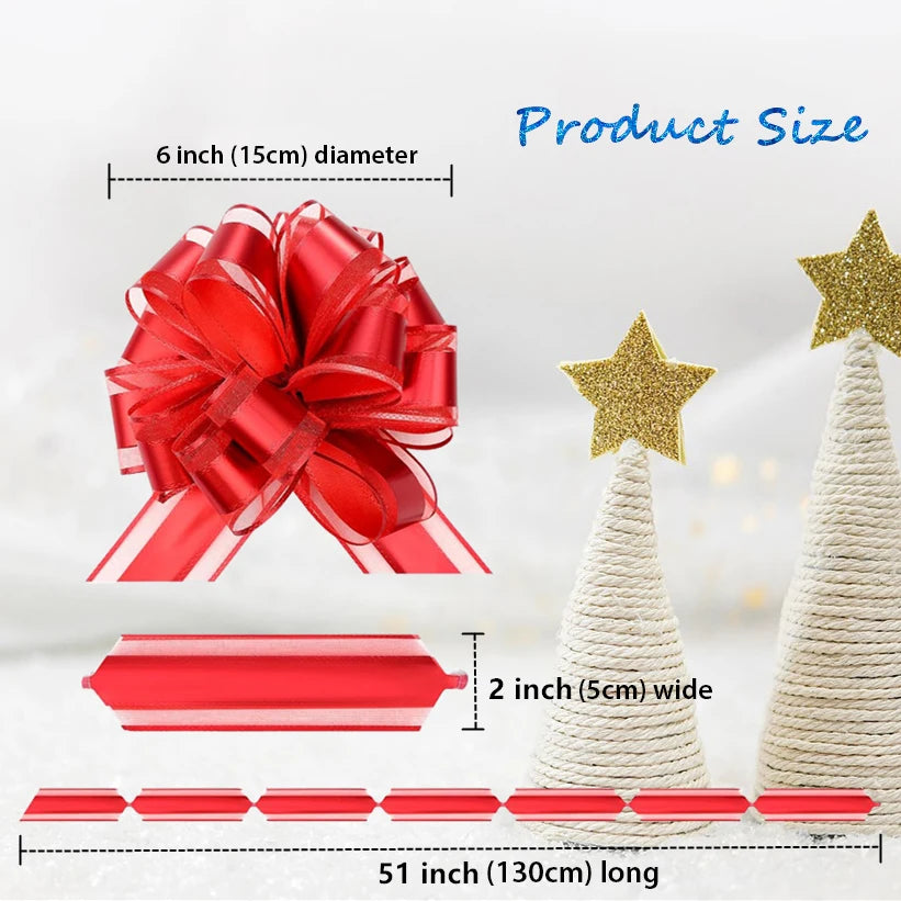 10PCS Pull Bow Large 6 Inch Organza Gift Wrapping Pull String Bows with Ribbon for Easter Presents Wedding Gift Basket Wrapping