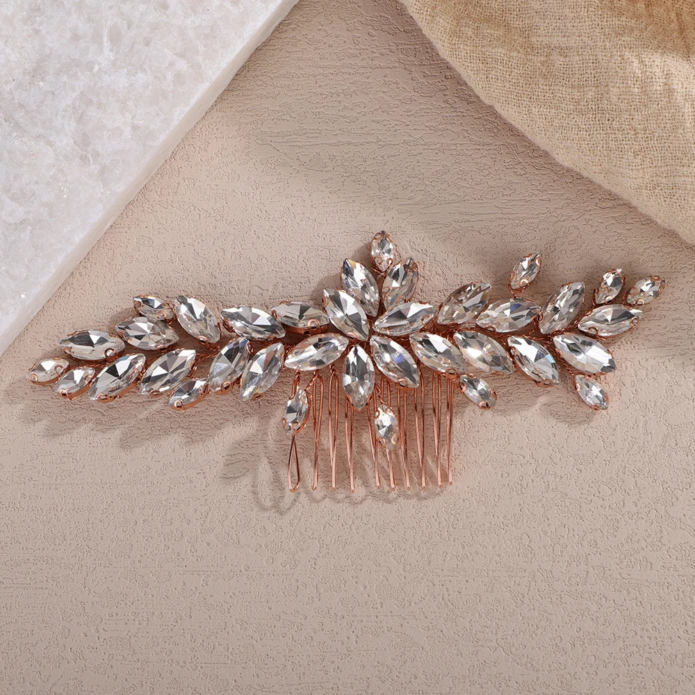 Hemasa  Rhinestone Bridal Hair Comb /Red Blue Headpiece for Women