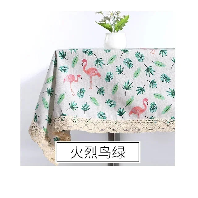 Tablecloth, Washable Cotton Linen Fabric Tassel Table Cloth Dust-Proof Embroidery Table Cover for Kitchen Dinning Farmhouse