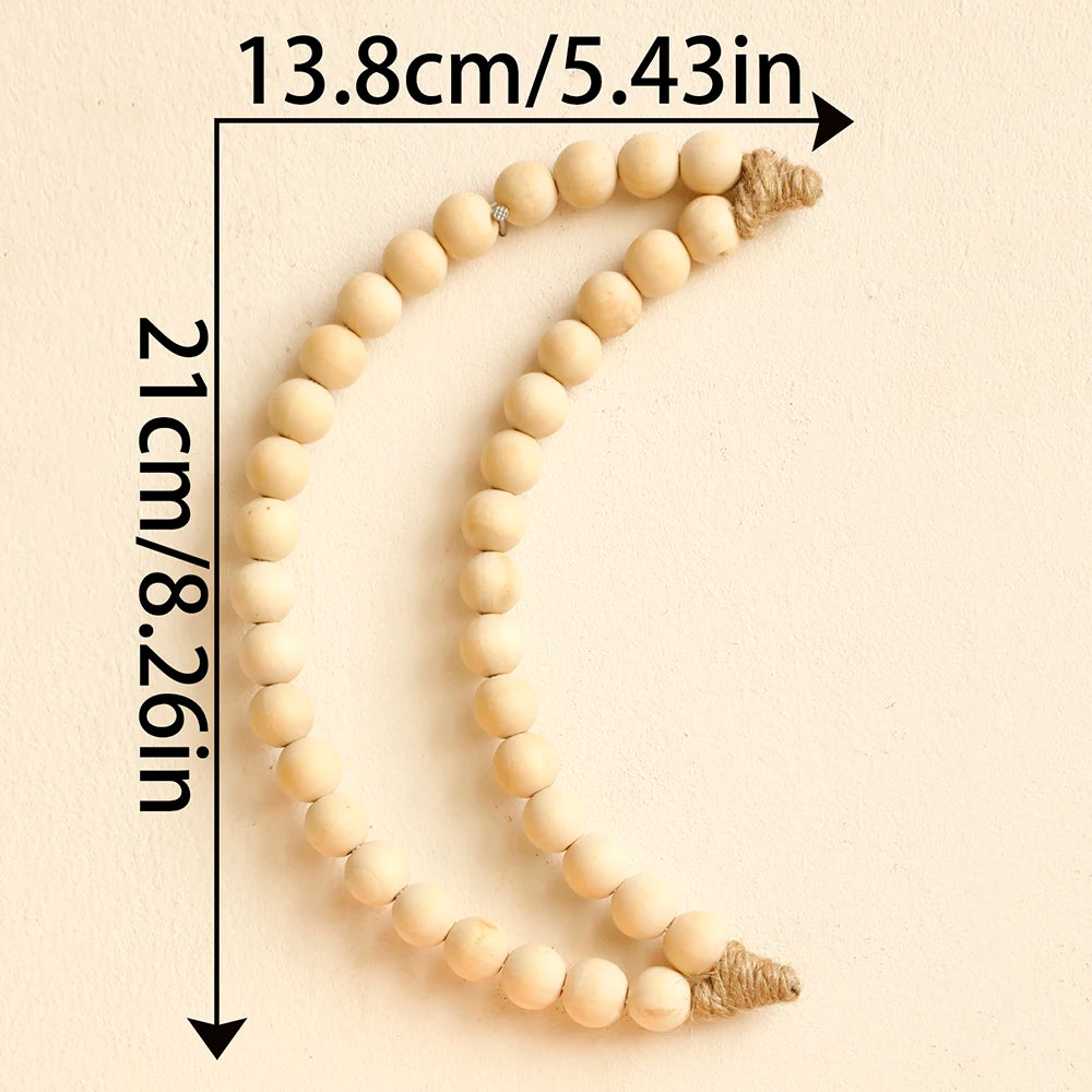 Moon Wall Hanging Decor Decorative Wood Moon Bead Garland Home Decor Wooden Moon Wall Art  Decorative Beads Boho Home Decoration