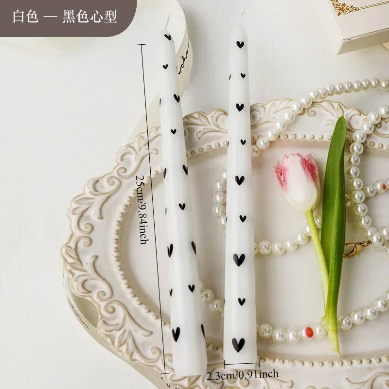 7.5'' Long Wedding Candles French Hand-Printed Pole Candle Long Taper Dinner Candles for Minimalist Home Decorative Candles