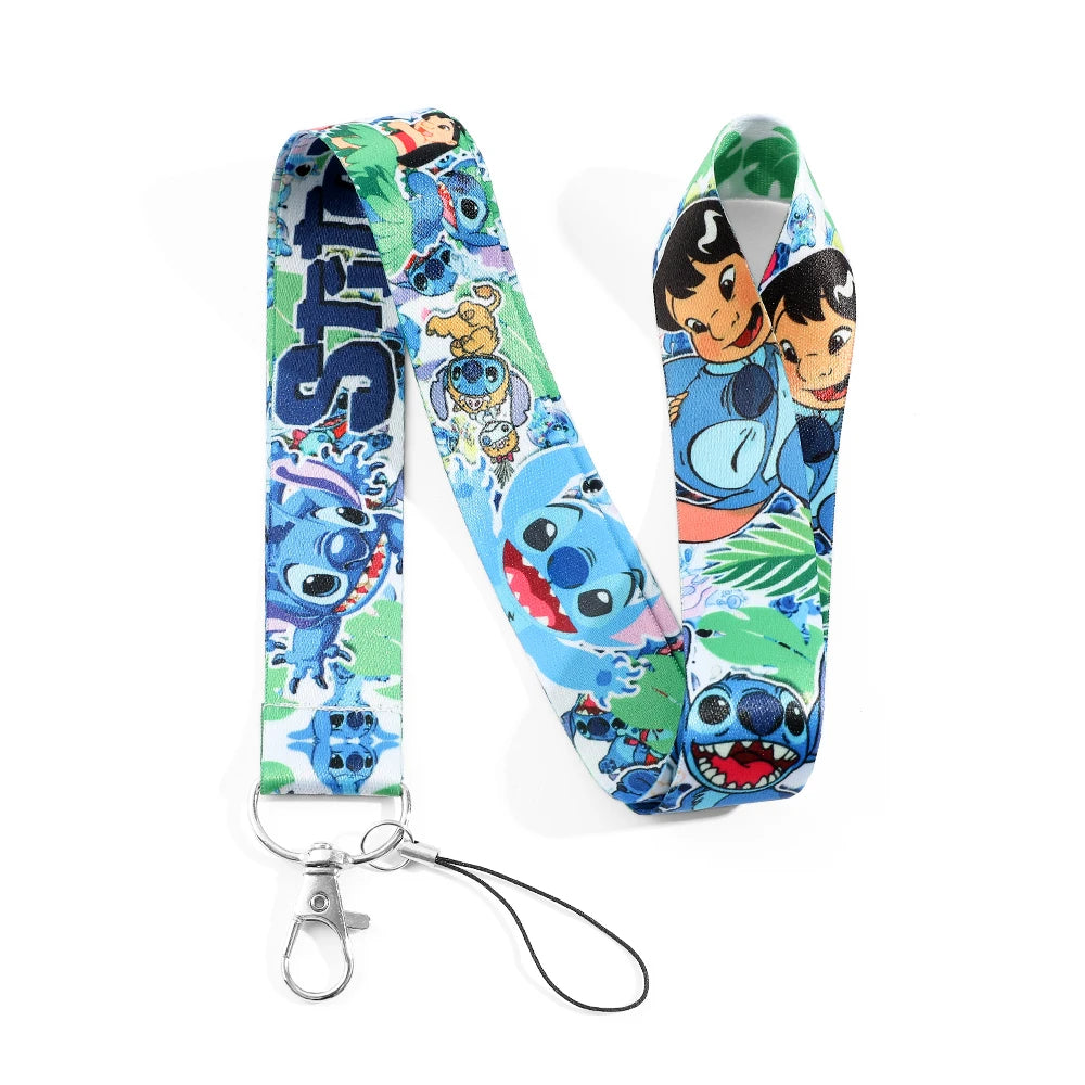 Stitch Disney Phone Lanyard Anime Lilo&Stitch Cartoon Printed Ribbon Card Cover Hanging Neck Long Rope Kawaii Gifts