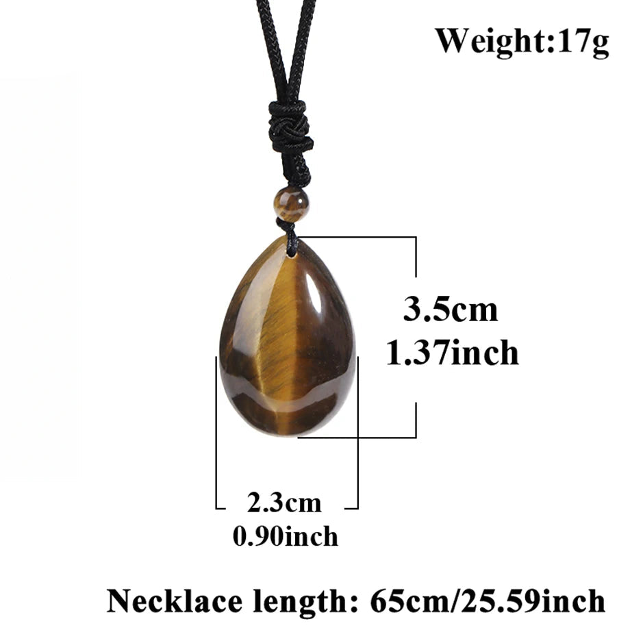 Hemasa Natural Stone Male Necklace for Women Water Drop Pendant Healing Tiger Eye Amethysts Crystal Pendants Necklaces H351