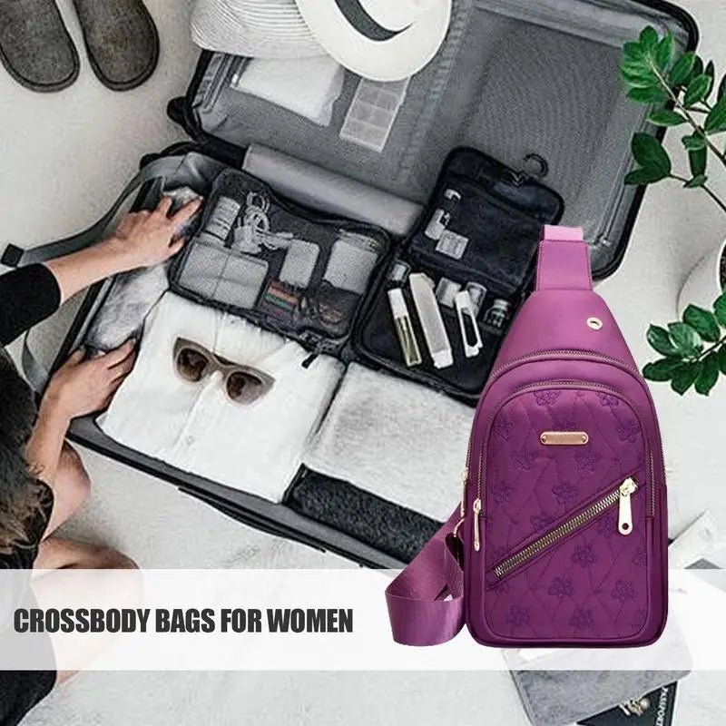 Hemasa Womens Sling Bags Crossbody Crossbody Bag Chest Bag Waterproof Oxford Cloth Crossbody Purse With Earphone Hole Sling Bag Daypack