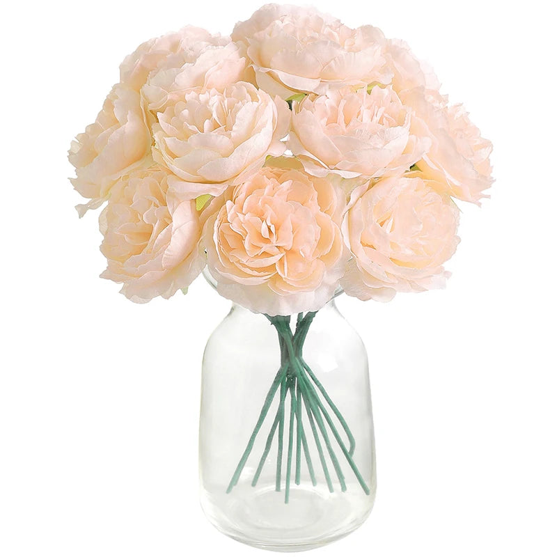 6Pcs Artificial Peony Flowers Bouquet 20CM Fake Flower for Home Decor Garden Wedding Decoration Outdoor Vase Flower Arrangement