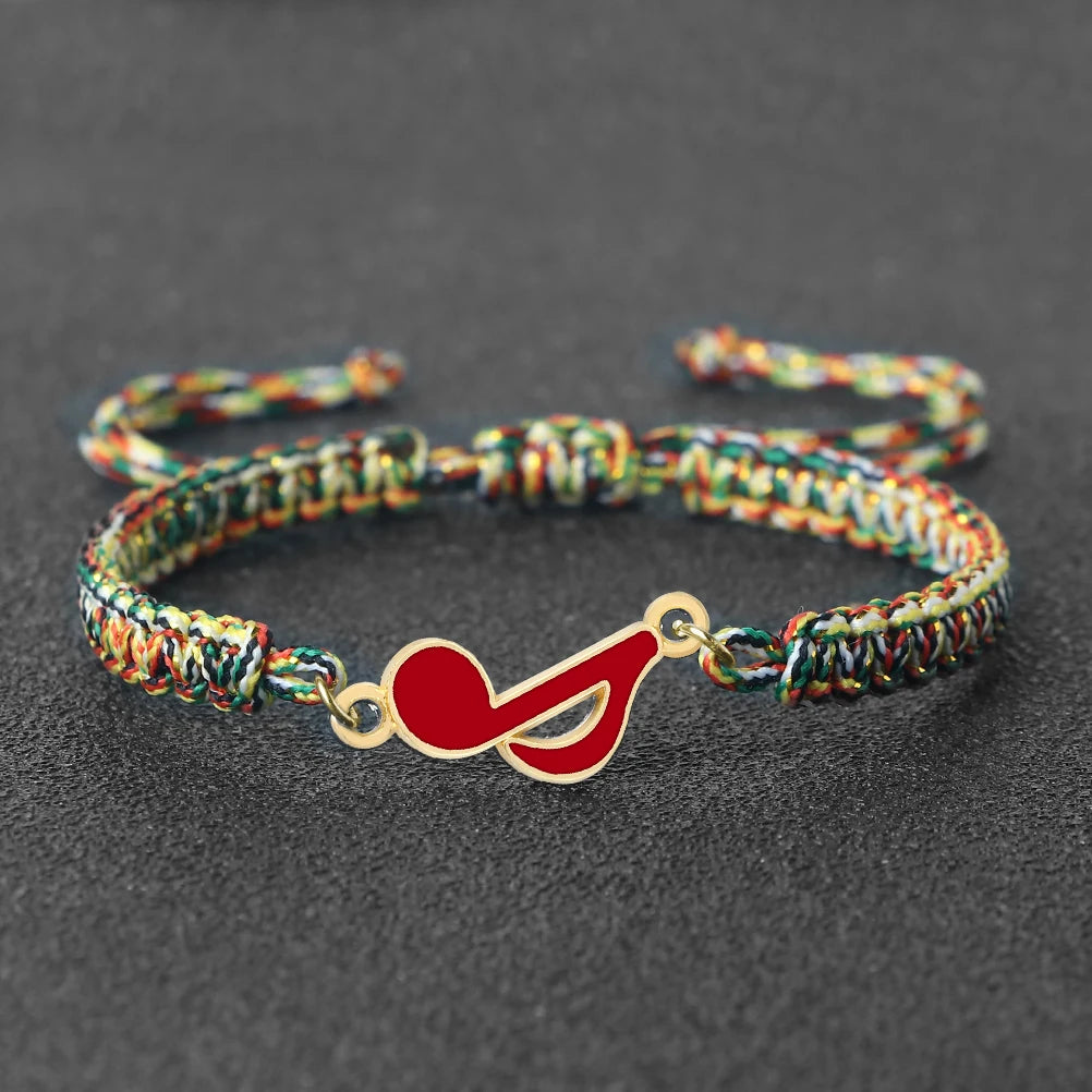 Men and Women Music Note Bracelet Handmade Braided Red Rope Lucky Bracelet Friendship Adjustable Bangle Charm Lover Jewelry Gift