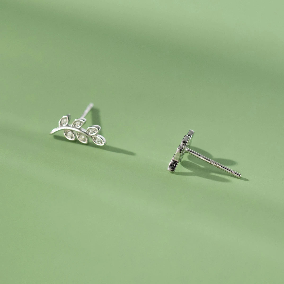 Modian New Sterling Silver 925 Dazzling Zircon Branch Leaves Stud Earrings For Women Plant Ear Studs Korean Style Fine Jewelry