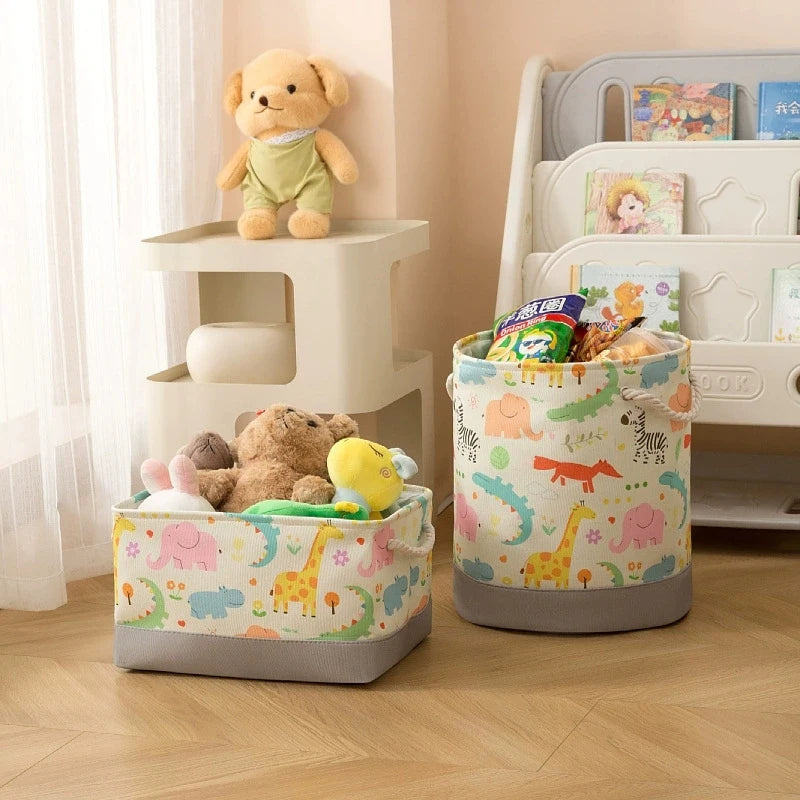 Tejesa Canvas Folding Storage Basket /Cartoon Print Storage Fabric Wardrobe Bedroom Closet Toys Laundry Basket