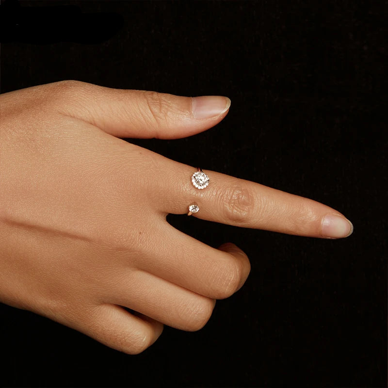 Tejesa Moissanite White Gold Plated Adjustable Ring 925 Sterling Silver Exquisite Open Ring for Women Fine Jewelry Gift MSR067-E
