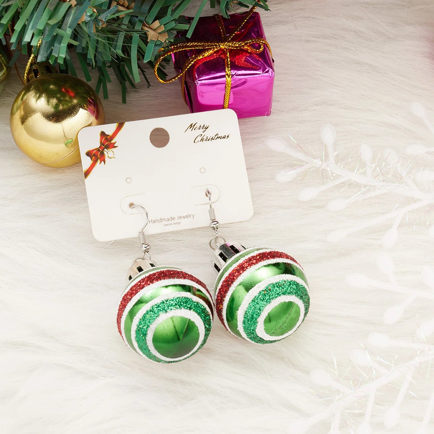 Merry Christmas Colorful Light Bulb Ball Shaped Drop Earrings for Women Luxury Creative Earrings Girl New Year Party Jewelry