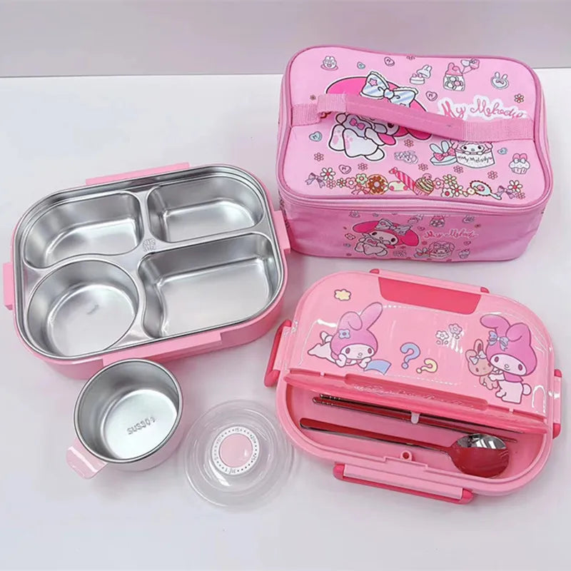 Hemasa Kuromi melody Stainless Steel Bento Lunch Box Bags Meal Prep Hello Kitty Containers Lunch Enfant Lunch Pack for Kids