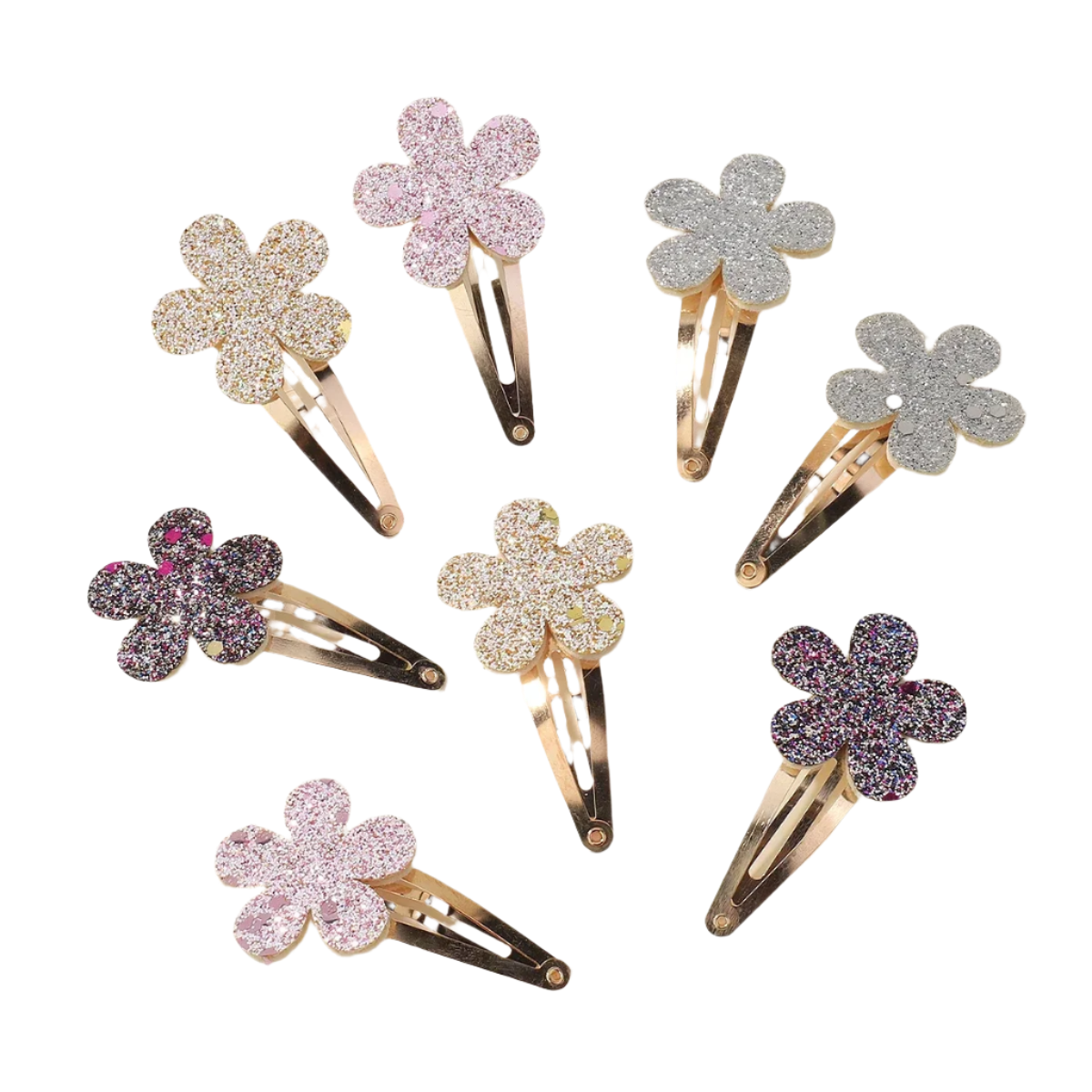 Hemasa 8Pcs Fashion Glitter Rainbow Flower Rabbit  Handmade Hairpins For Cute Girls Hair Clips Barrettes Headwear Hair Accessories